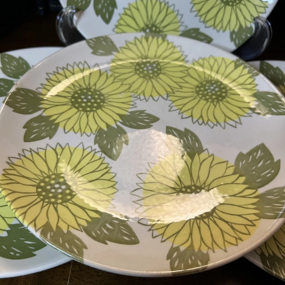 Vintage Royal China Sunflower Pattern Set Of 4 Dinner Plates 10 1/4‎ In